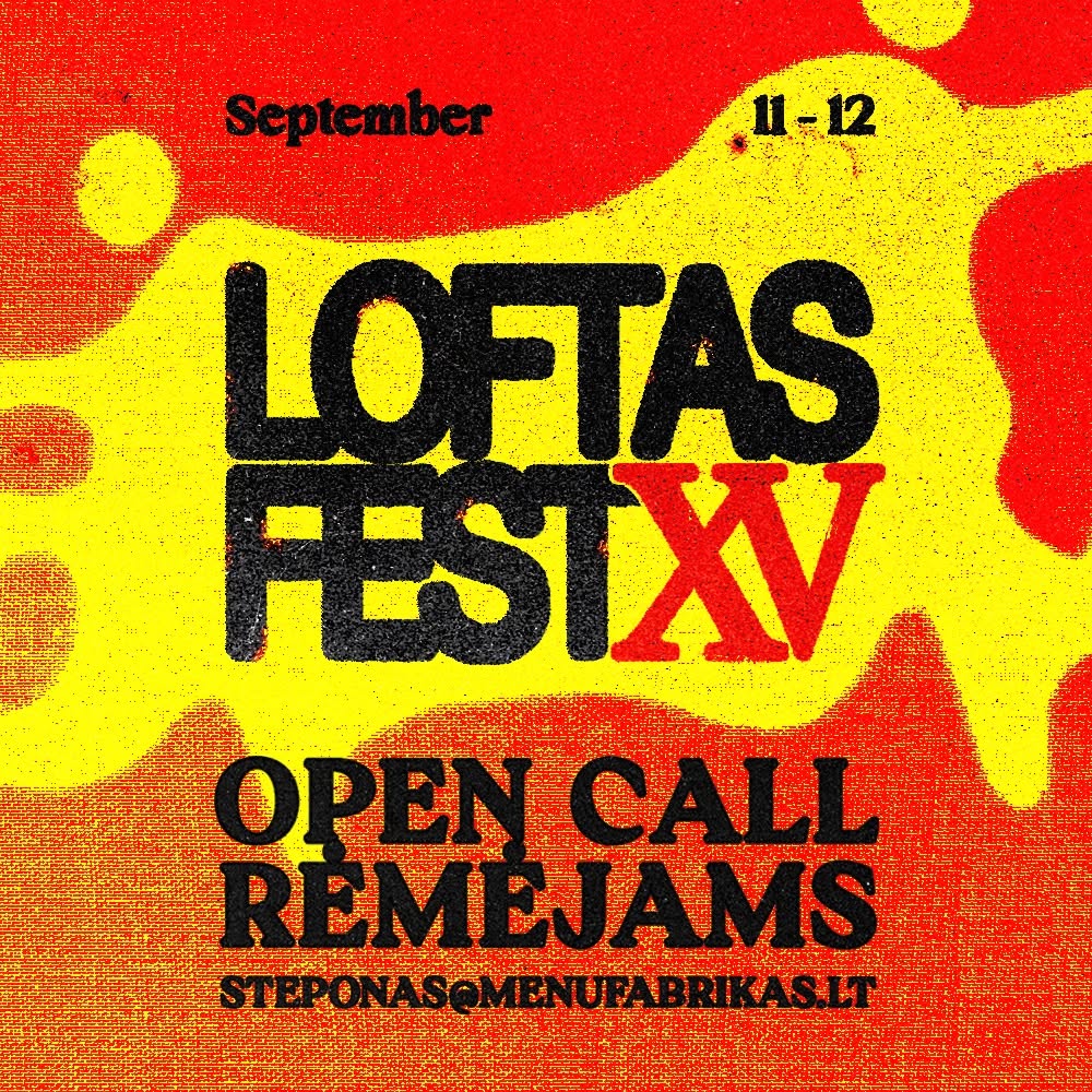 LOFTAS Fest partner and sponsor open call poster in red, yellow and black